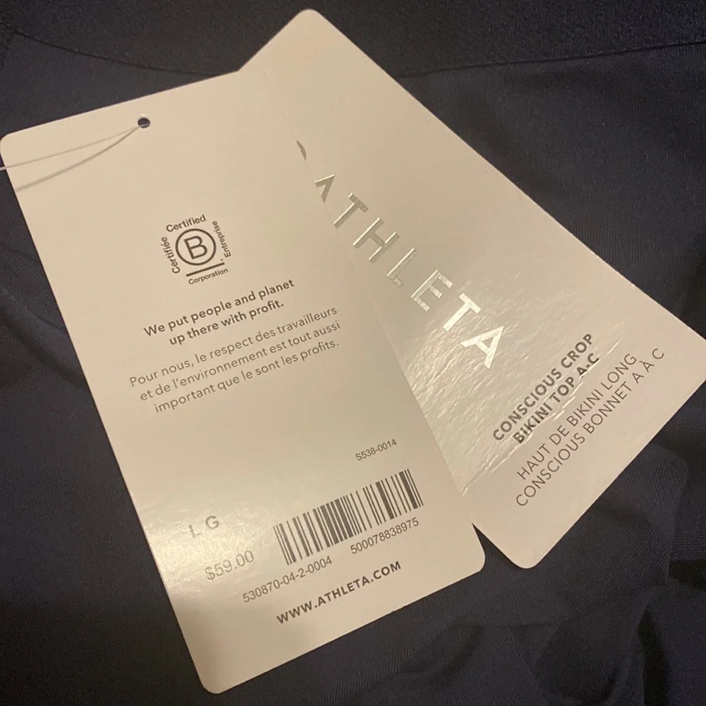 💙 Athleta Conscious Crop Bikini Top A-C // Dress Blue